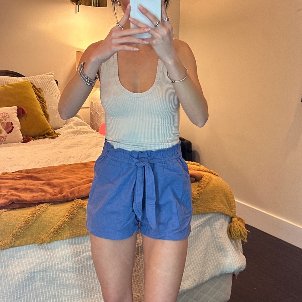 Blue Women's Linen Shorts